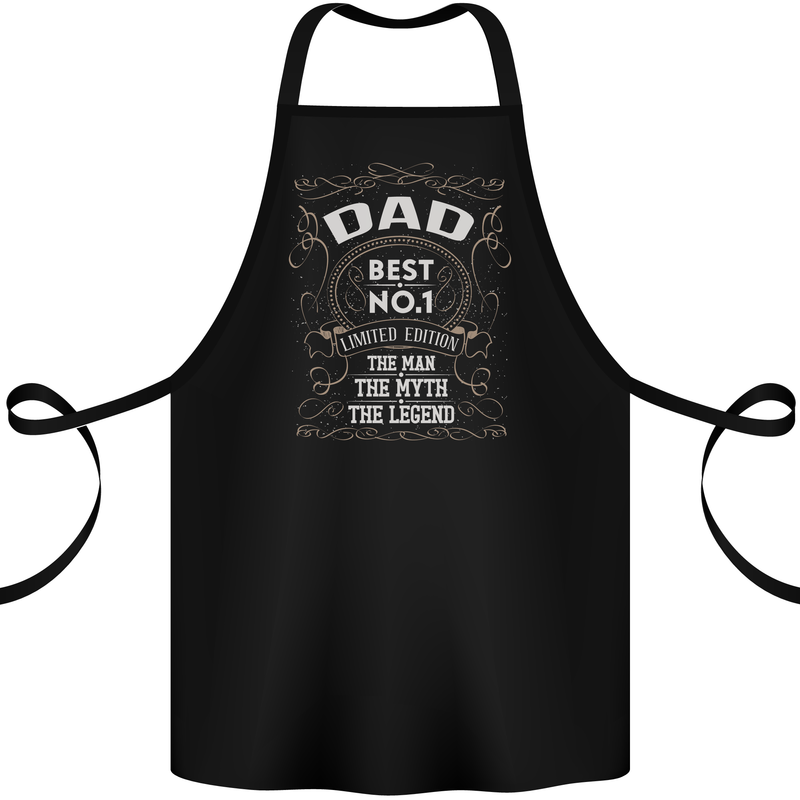 Father's Day No 1 Dad Man Myth Legend Funny Cotton Apron 100% Organic Black