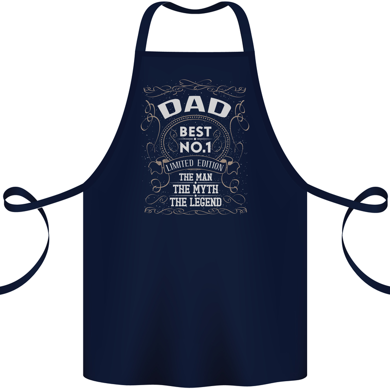 Father's Day No 1 Dad Man Myth Legend Funny Cotton Apron 100% Organic Navy Blue