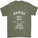 Father's Day No 1 Dad Man Myth Legend Funny Mens T-Shirt Cotton Gildan Military Green