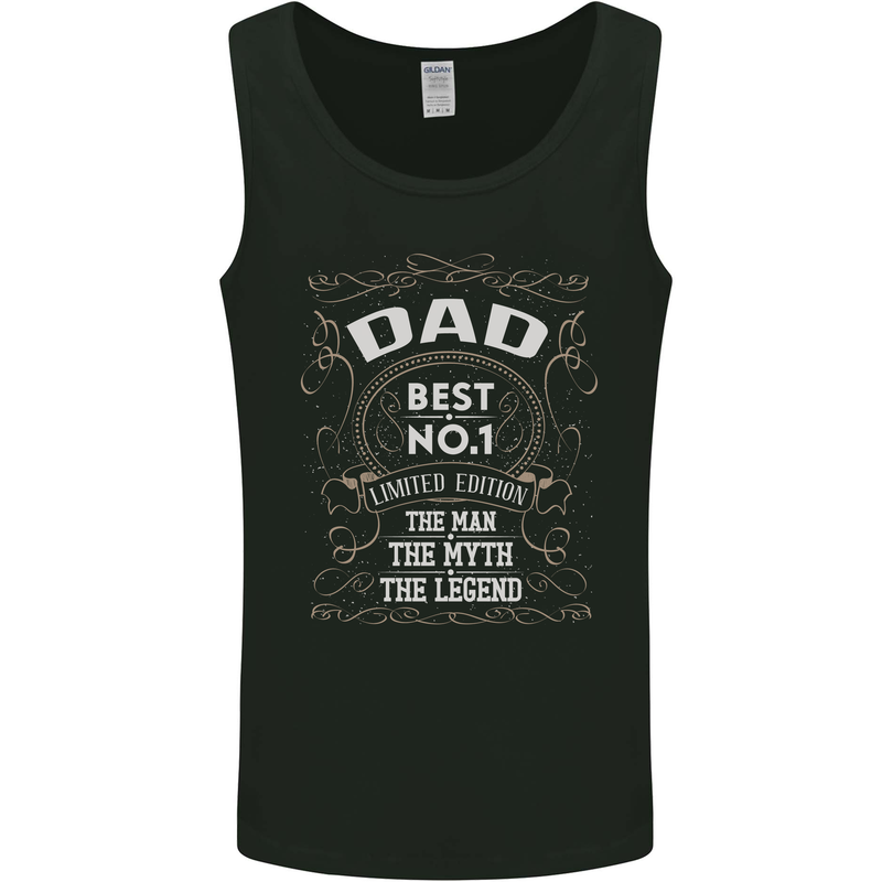 Father's Day No 1 Dad Man Myth Legend Funny Mens Vest Tank Top Black