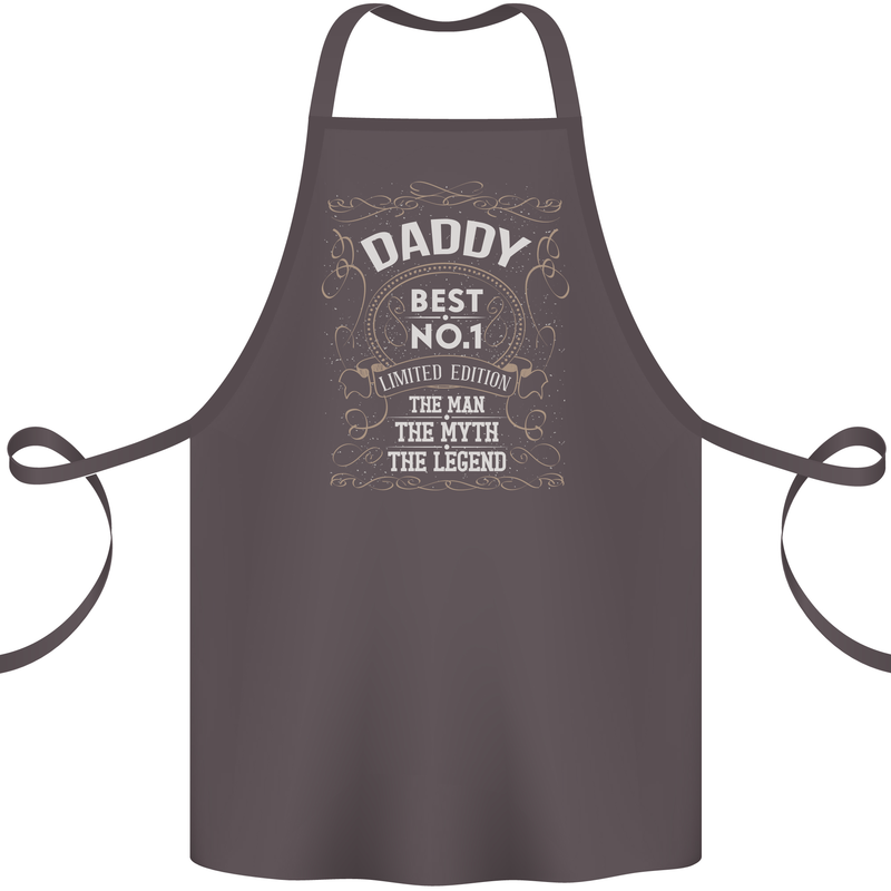 Father's Day No 1 Daddy Man Myth Legend Cotton Apron 100% Organic Dark Grey