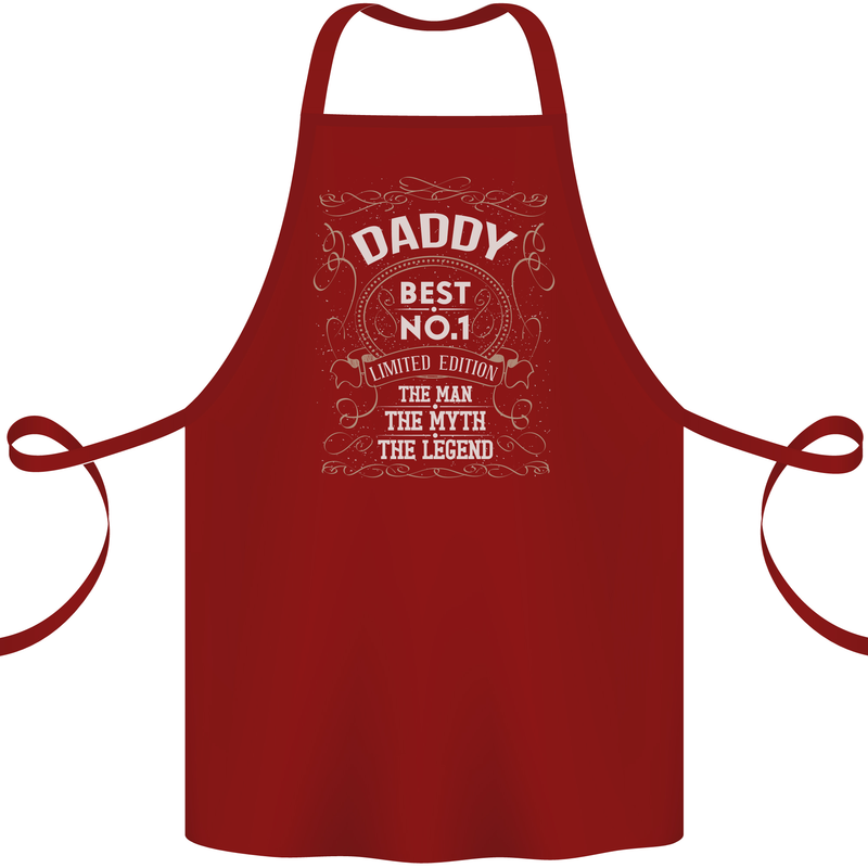 Father's Day No 1 Daddy Man Myth Legend Cotton Apron 100% Organic Maroon