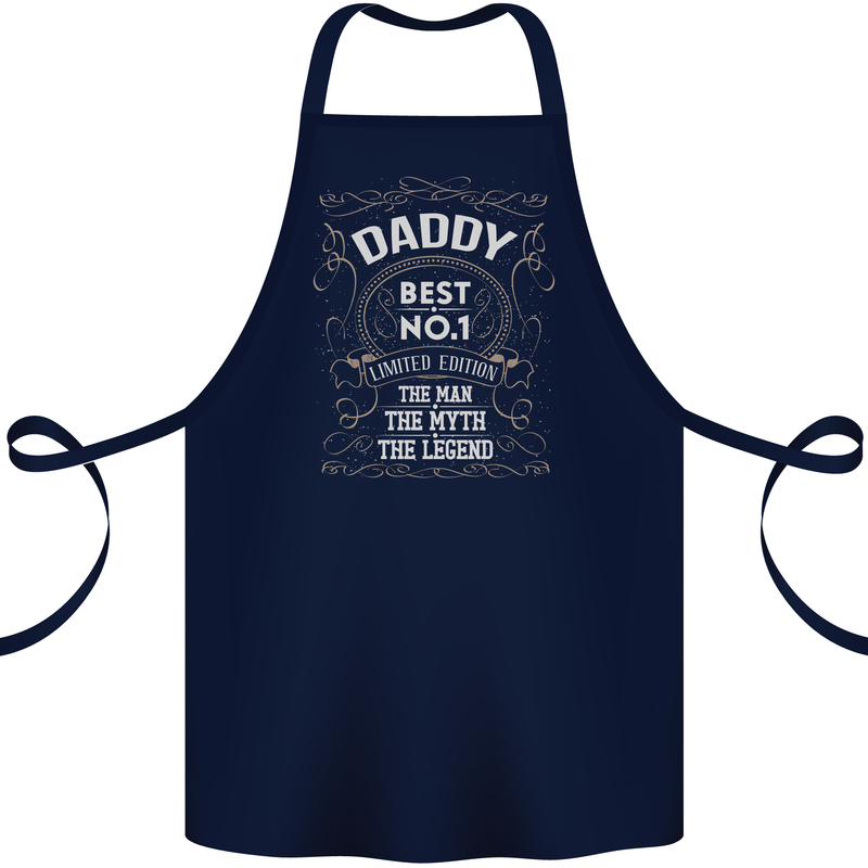 Father's Day No 1 Daddy Man Myth Legend Cotton Apron 100% Organic Navy Blue