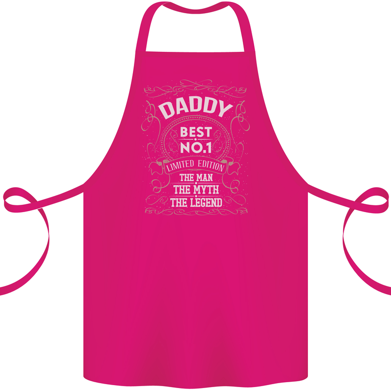 Father's Day No 1 Daddy Man Myth Legend Cotton Apron 100% Organic Pink