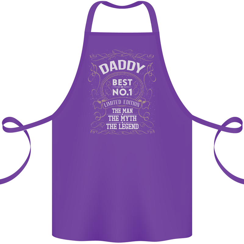 Father's Day No 1 Daddy Man Myth Legend Cotton Apron 100% Organic Purple