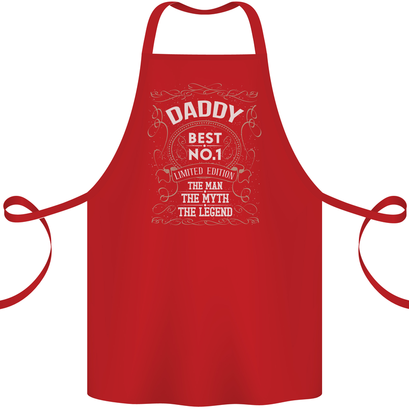 Father's Day No 1 Daddy Man Myth Legend Cotton Apron 100% Organic Red