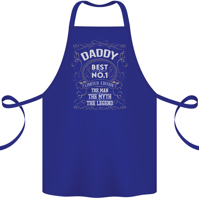 Father's Day No 1 Daddy Man Myth Legend Cotton Apron 100% Organic Royal Blue
