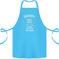 Father's Day No 1 Daddy Man Myth Legend Cotton Apron 100% Organic Turquoise