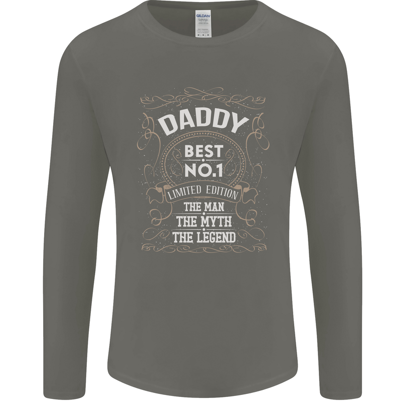 Father's Day No 1 Daddy Man Myth Legend Mens Long Sleeve T-Shirt Charcoal