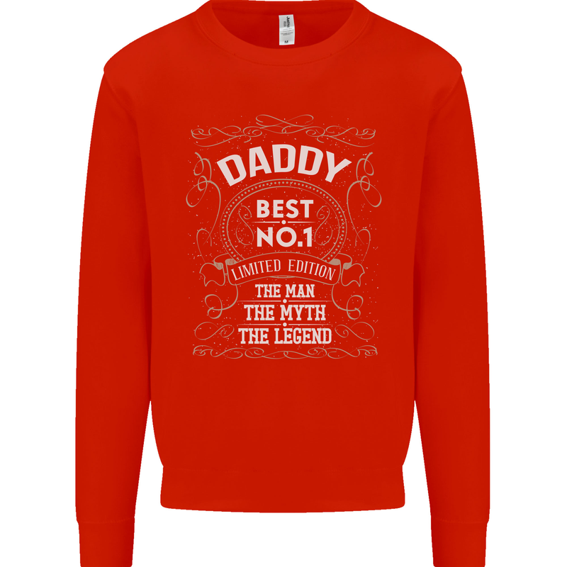Father's Day No 1 Daddy Man Myth Legend Mens Sweatshirt Jumper Bright Red