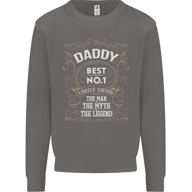 Father's Day No 1 Daddy Man Myth Legend Mens Sweatshirt Jumper Charcoal