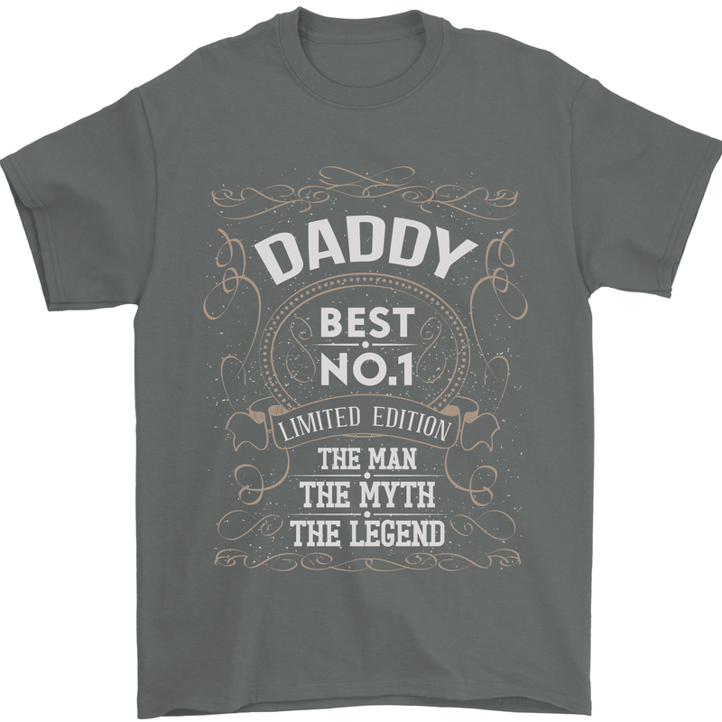 Father's Day No 1 Daddy Man Myth Legend Mens T-Shirt Cotton Gildan Charcoal