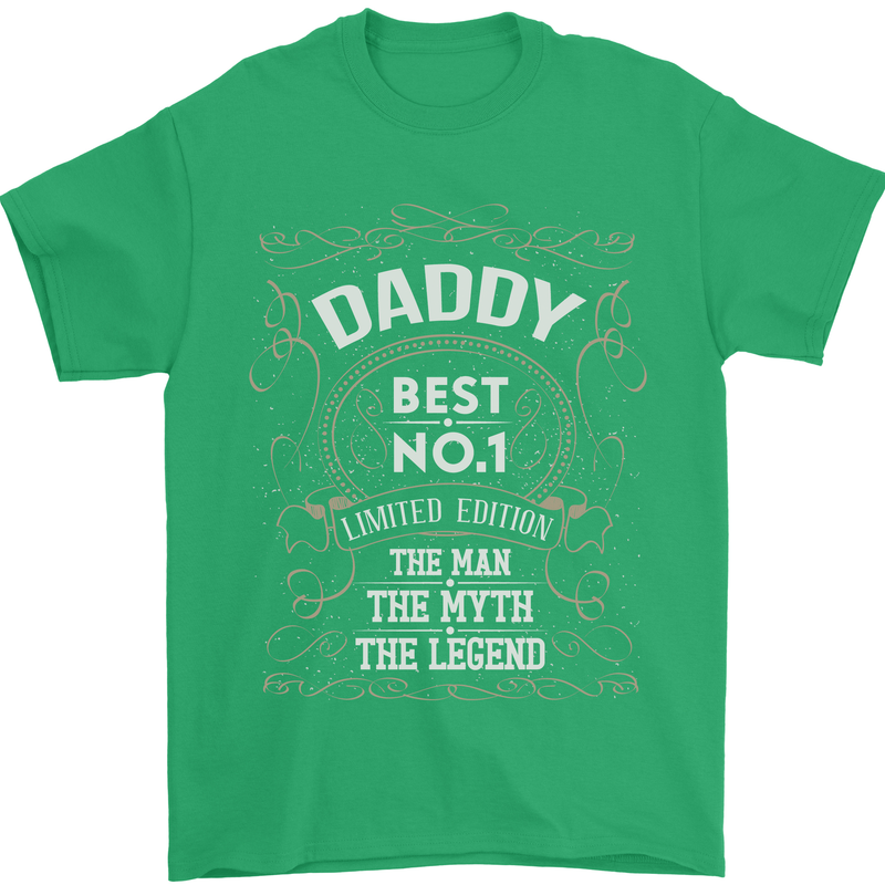 Father's Day No 1 Daddy Man Myth Legend Mens T-Shirt Cotton Gildan Irish Green