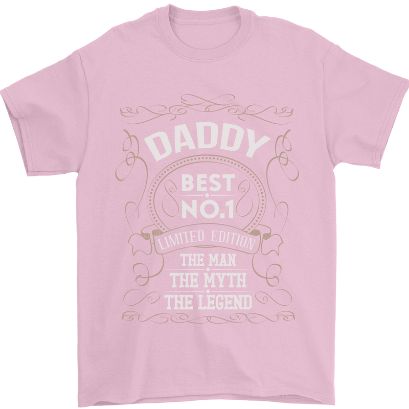 Father's Day No 1 Daddy Man Myth Legend Mens T-Shirt Cotton Gildan Light Pink
