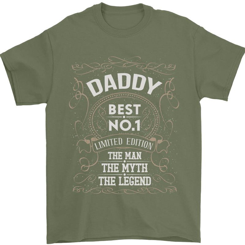 Father's Day No 1 Daddy Man Myth Legend Mens T-Shirt Cotton Gildan Military Green