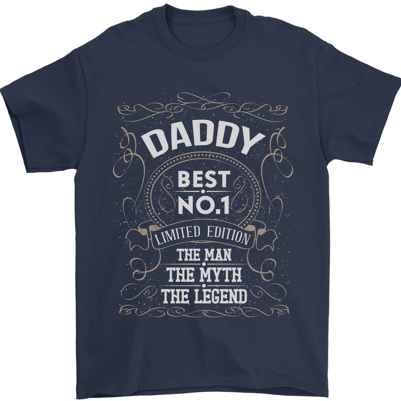 Father's Day No 1 Daddy Man Myth Legend Mens T-Shirt Cotton Gildan Navy Blue