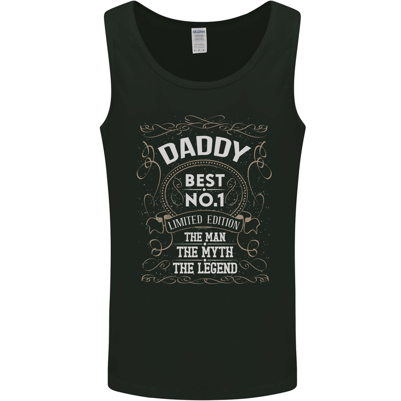 Father's Day No 1 Daddy Man Myth Legend Mens Vest Tank Top Black