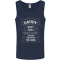 Father's Day No 1 Daddy Man Myth Legend Mens Vest Tank Top Navy Blue