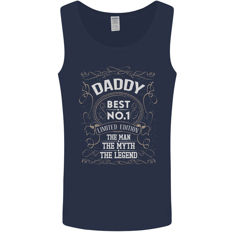 Father's Day No 1 Daddy Man Myth Legend Mens Vest Tank Top Navy Blue