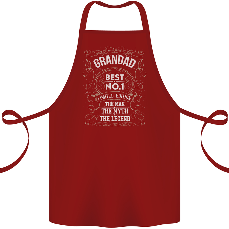 Father's Day No 1 Grandad Man Myth Legend Cotton Apron 100% Organic Maroon