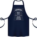 Father's Day No 1 Grandad Man Myth Legend Cotton Apron 100% Organic Navy Blue