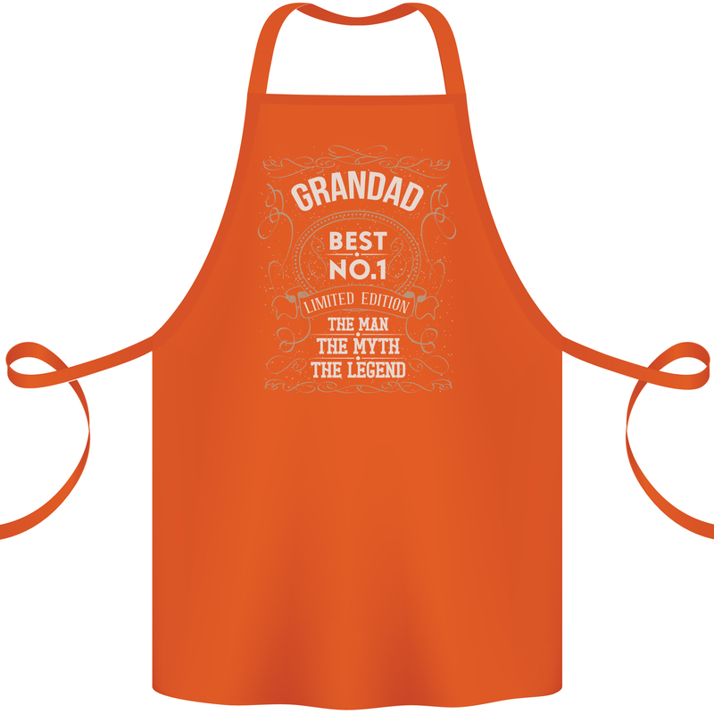 Father's Day No 1 Grandad Man Myth Legend Cotton Apron 100% Organic Orange