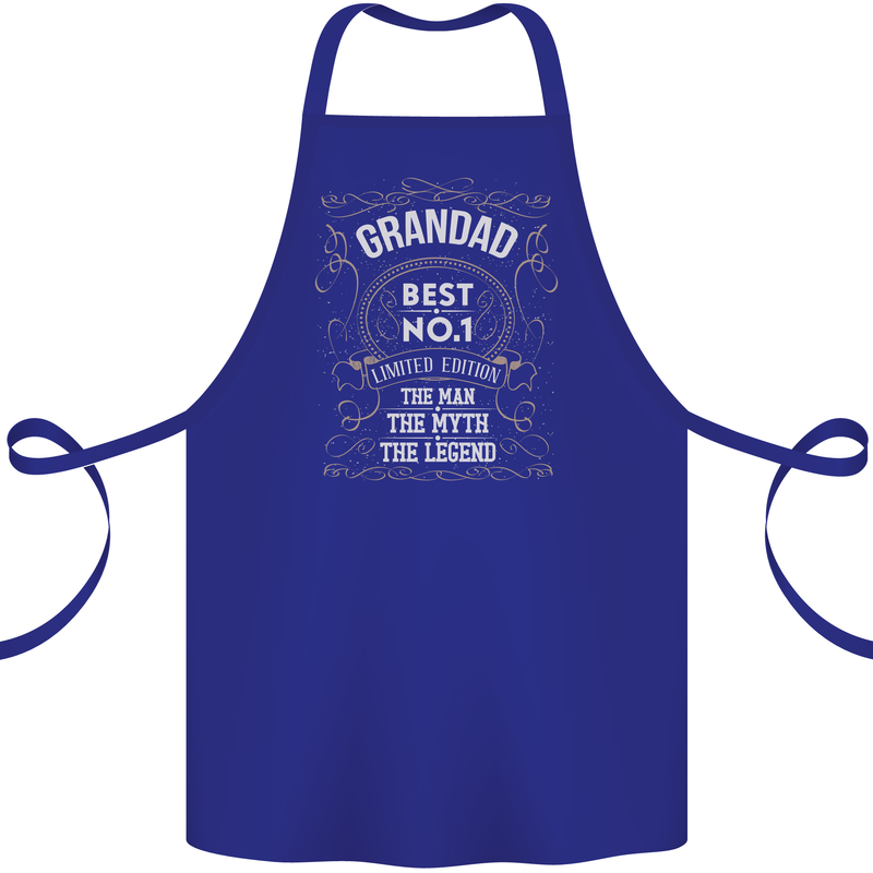 Father's Day No 1 Grandad Man Myth Legend Cotton Apron 100% Organic Royal Blue
