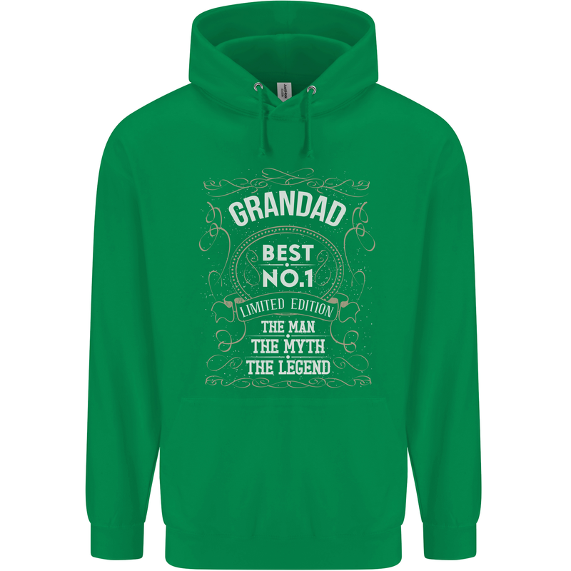 Father's Day No 1 Grandad Man Myth Legend Mens 80% Cotton Hoodie Irish Green
