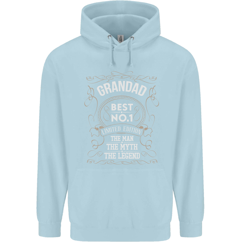 Father's Day No 1 Grandad Man Myth Legend Mens 80% Cotton Hoodie Light Blue