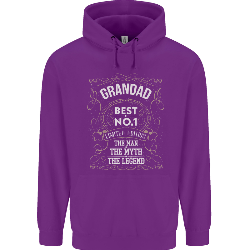 Father's Day No 1 Grandad Man Myth Legend Mens 80% Cotton Hoodie Purple