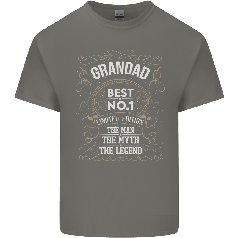 Father's Day No 1 Grandad Man Myth Legend Mens Cotton T-Shirt Tee Top Charcoal