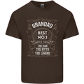 Father's Day No 1 Grandad Man Myth Legend Mens Cotton T-Shirt Tee Top Dark Chocolate