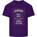 Father's Day No 1 Grandad Man Myth Legend Mens Cotton T-Shirt Tee Top Purple