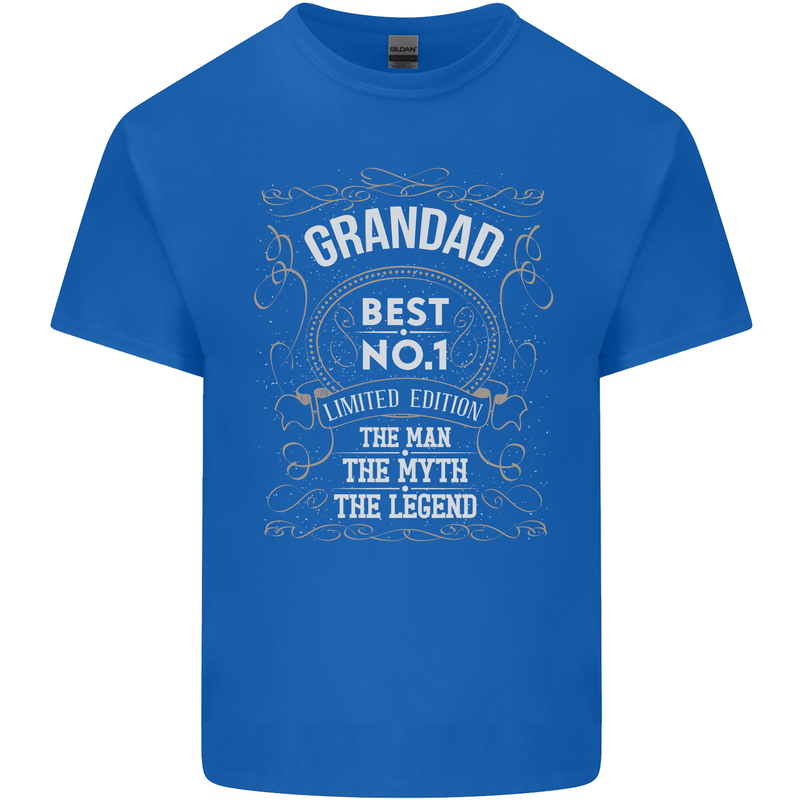 Father's Day No 1 Grandad Man Myth Legend Mens Cotton T-Shirt Tee Top Royal Blue