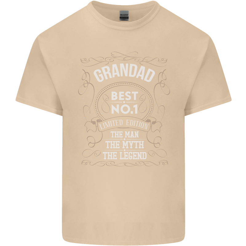 Father's Day No 1 Grandad Man Myth Legend Mens Cotton T-Shirt Tee Top Sand