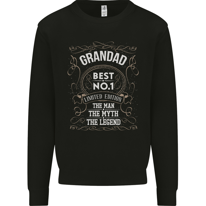 Father's Day No 1 Grandad Man Myth Legend Mens Sweatshirt Jumper Black