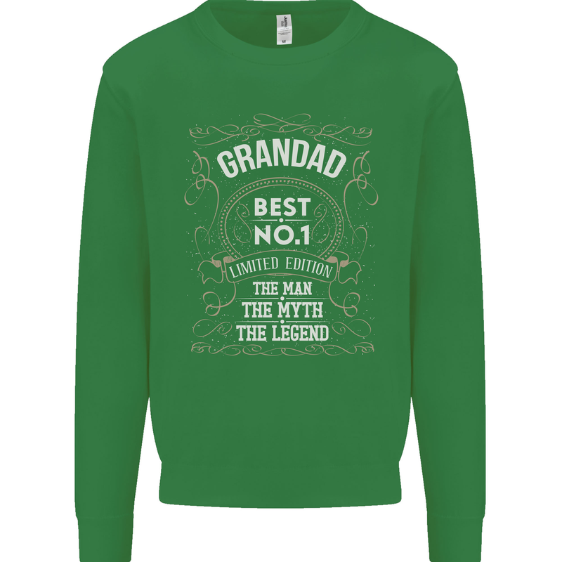 Father's Day No 1 Grandad Man Myth Legend Mens Sweatshirt Jumper Irish Green