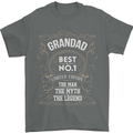 Father's Day No 1 Grandad Man Myth Legend Mens T-Shirt Cotton Gildan Charcoal