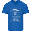 Father's Day No 1 Grandad Man Myth Legend Mens V-Neck Cotton T-Shirt Royal Blue