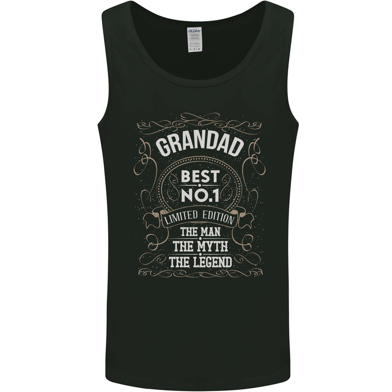 Father's Day No 1 Grandad Man Myth Legend Mens Vest Tank Top Black