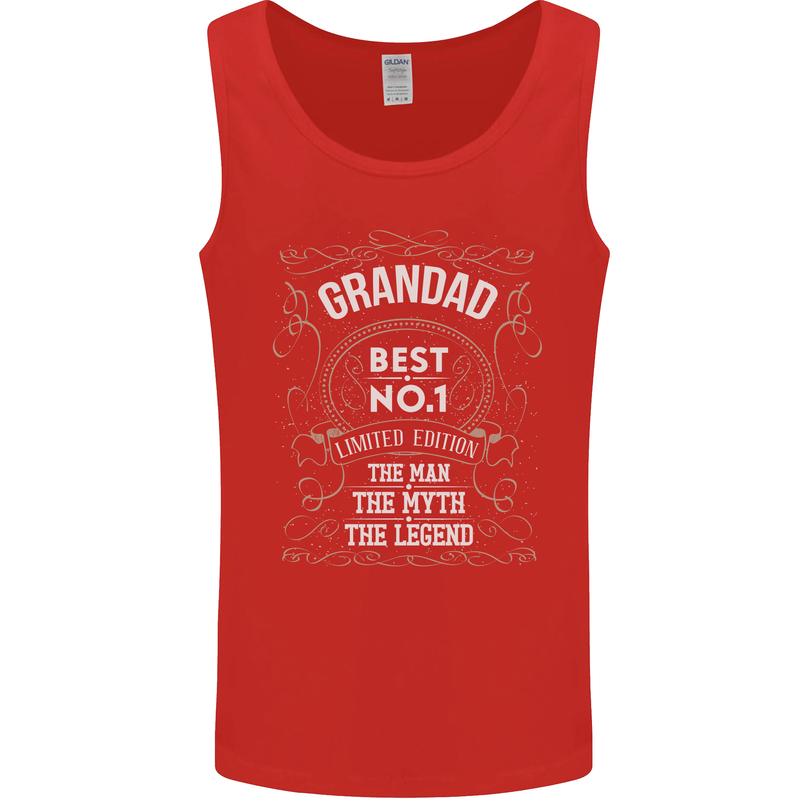 Father's Day No 1 Grandad Man Myth Legend Mens Vest Tank Top Red