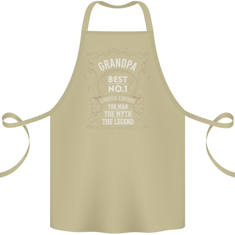 Father's Day No 1 Grandpa Man Myth Legend Cotton Apron 100% Organic Khaki