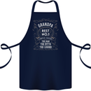 Father's Day No 1 Grandpa Man Myth Legend Cotton Apron 100% Organic Navy Blue