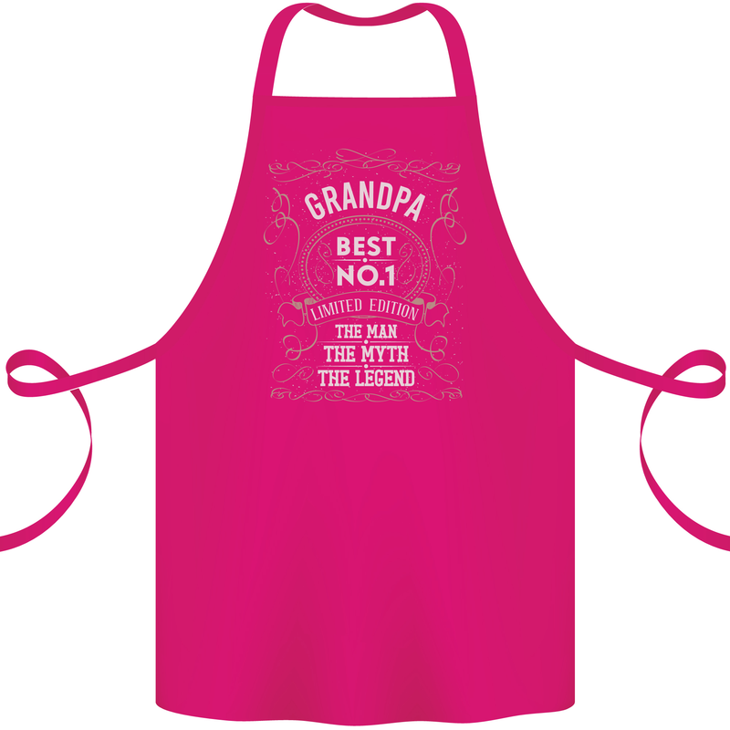 Father's Day No 1 Grandpa Man Myth Legend Cotton Apron 100% Organic Pink