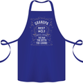 Father's Day No 1 Grandpa Man Myth Legend Cotton Apron 100% Organic Royal Blue