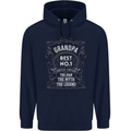 Father's Day No 1 Grandpa Man Myth Legend Mens 80% Cotton Hoodie Navy Blue