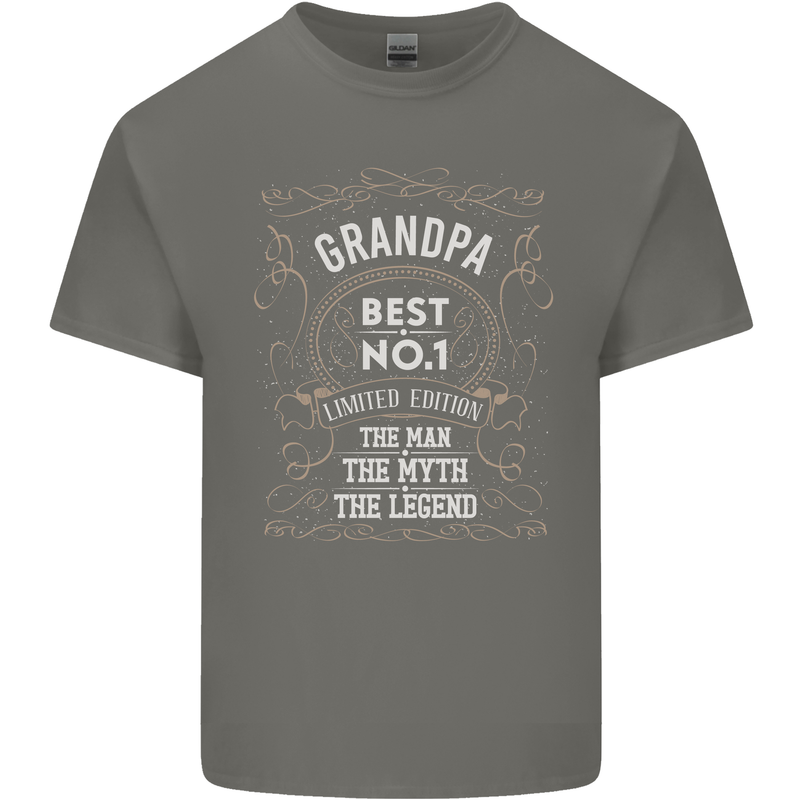 Father's Day No 1 Grandpa Man Myth Legend Mens Cotton T-Shirt Tee Top Charcoal