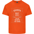 Father's Day No 1 Grandpa Man Myth Legend Mens Cotton T-Shirt Tee Top Orange