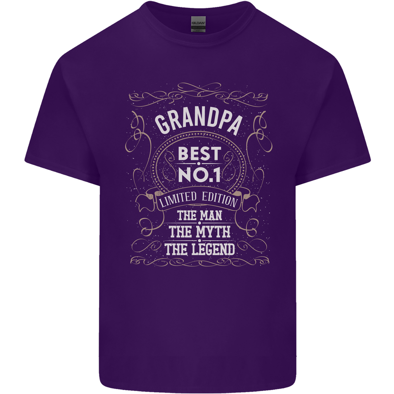 Father's Day No 1 Grandpa Man Myth Legend Mens Cotton T-Shirt Tee Top Purple