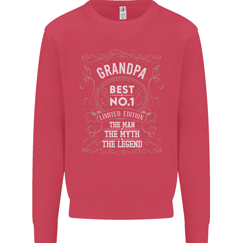 Father's Day No 1 Grandpa Man Myth Legend Mens Sweatshirt Jumper Heliconia